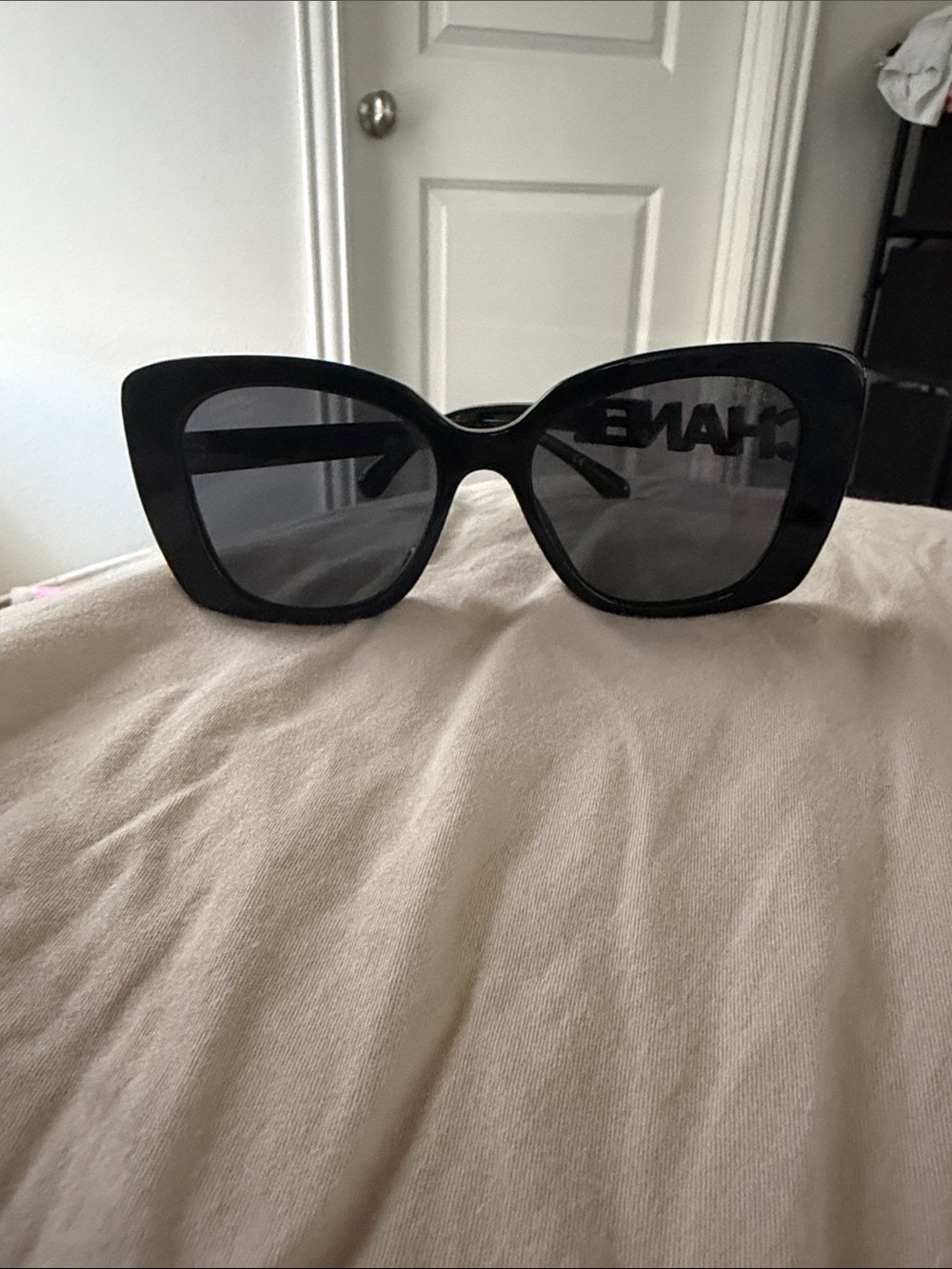 CHANEL Black Oversized Cat-Eye Sunglasses